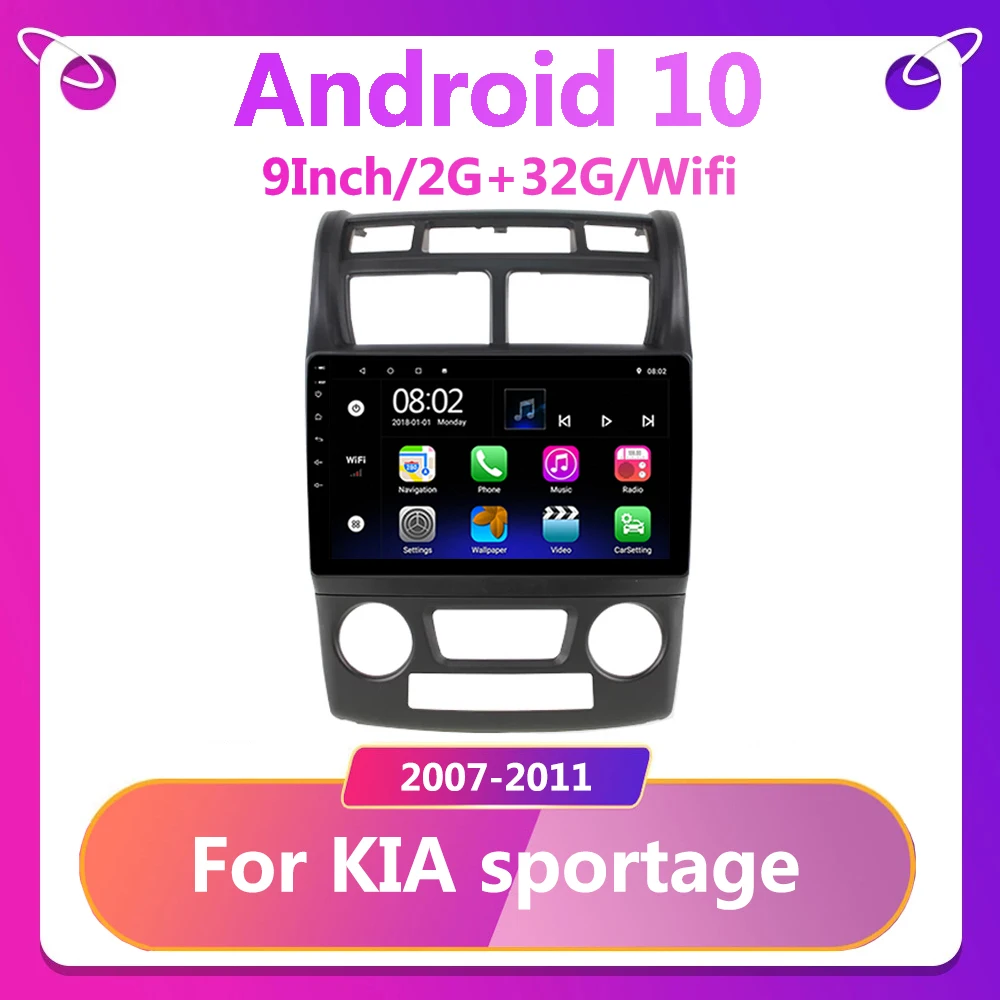 

2 din Android 10,0 для KIA sportage 2007 2008 2009 2010 2011 мультимедийный стерео автомобильный DVD-плеер навигация GPS Радио сенсорный экран