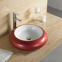 bathroom countertop sinks ceramic wash basin red lavamanos round art basin hotel toilet basin household shampoo basin with drain