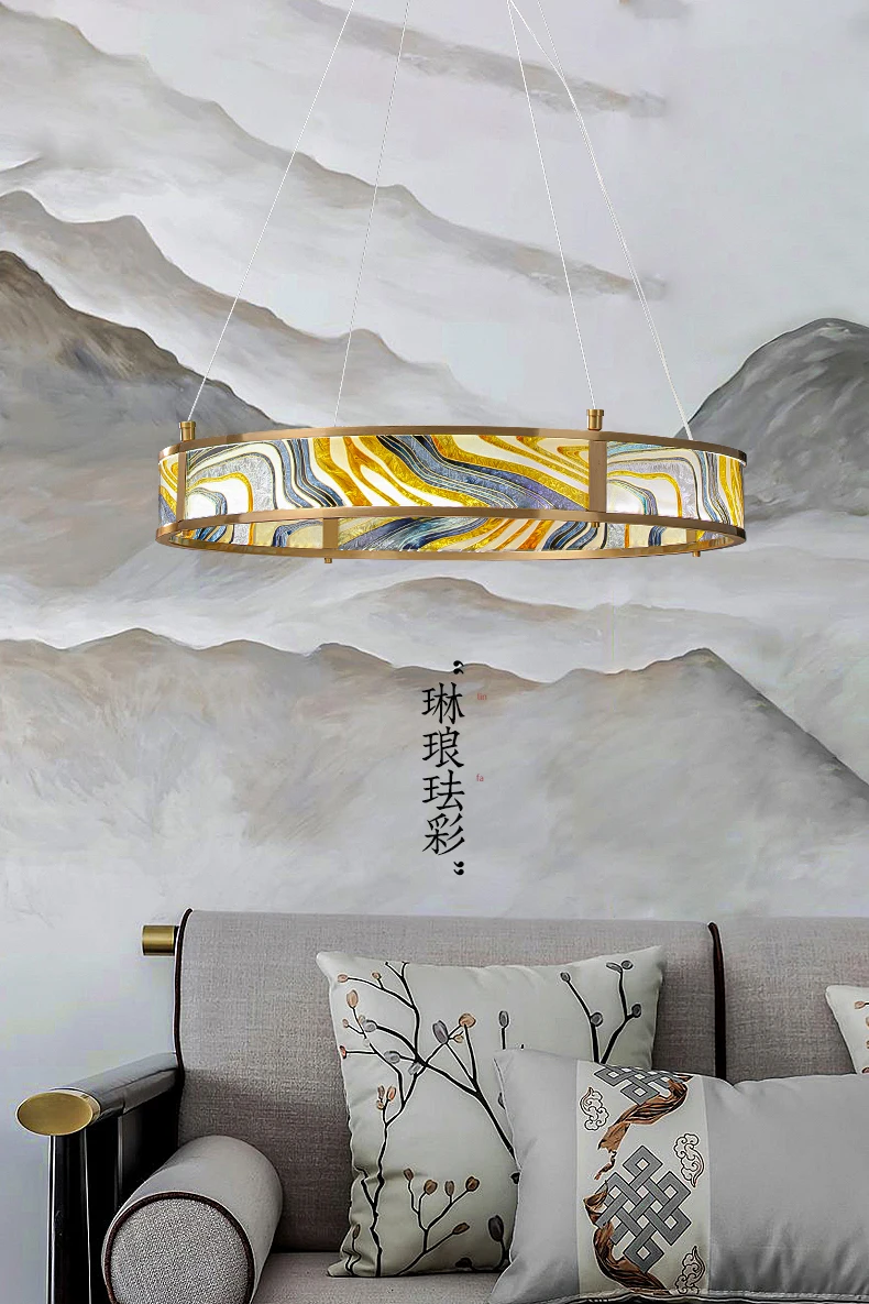 Люстра в китайском стиле роскошная креативная лампа с эмалью для гостиной