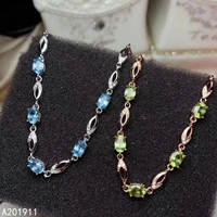 kjjeaxcmy boutique jewelry 925 sterling silver inlaid natural blue topaz peridot womens hand bracelet support test trendy