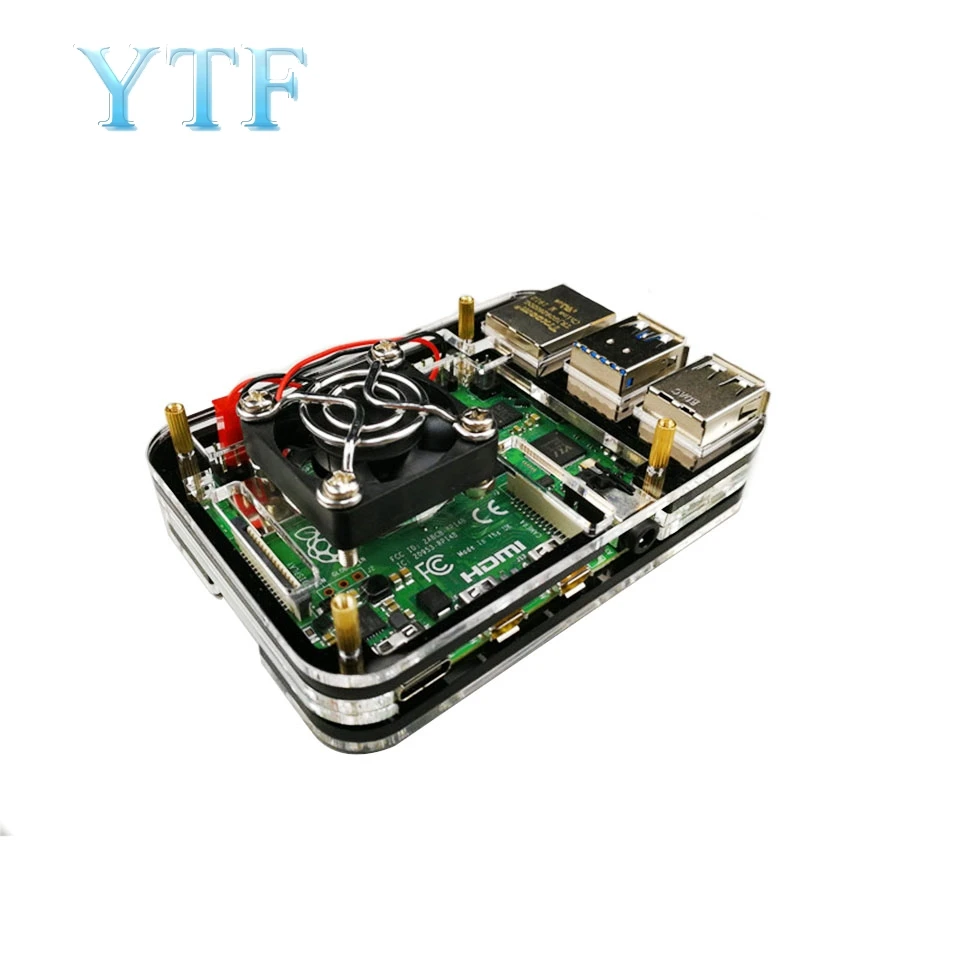 Корпус для Raspberry Pi 4B черный/радужный с вентилятором|Аксессуары демонстрационных