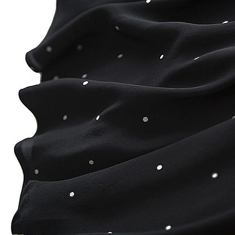 

High Waist Black and White Polka Dot Silk Women Skirt