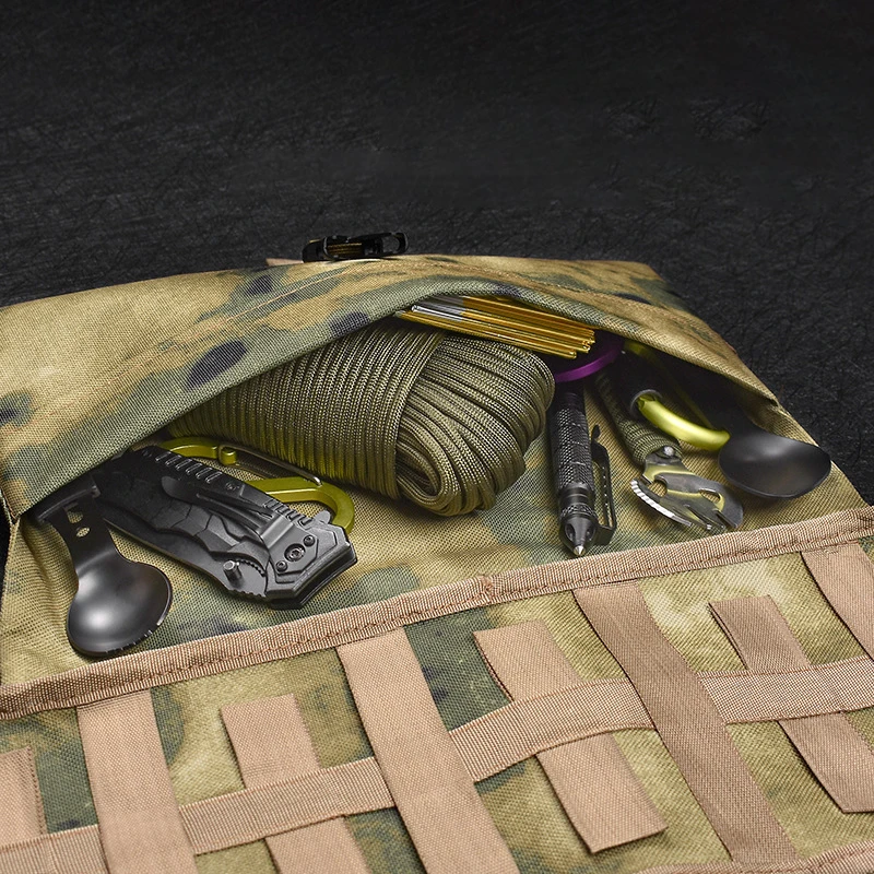 

Portable Tableware Canvas Storage Bags Foldable Camping Pinnic Tool Storage Bag with Belt Pocket Send Gift Hanging Buckle