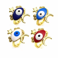 opening adjustable smagic eye ring copper gold plated drop oil color eyes rings for women party jewelry