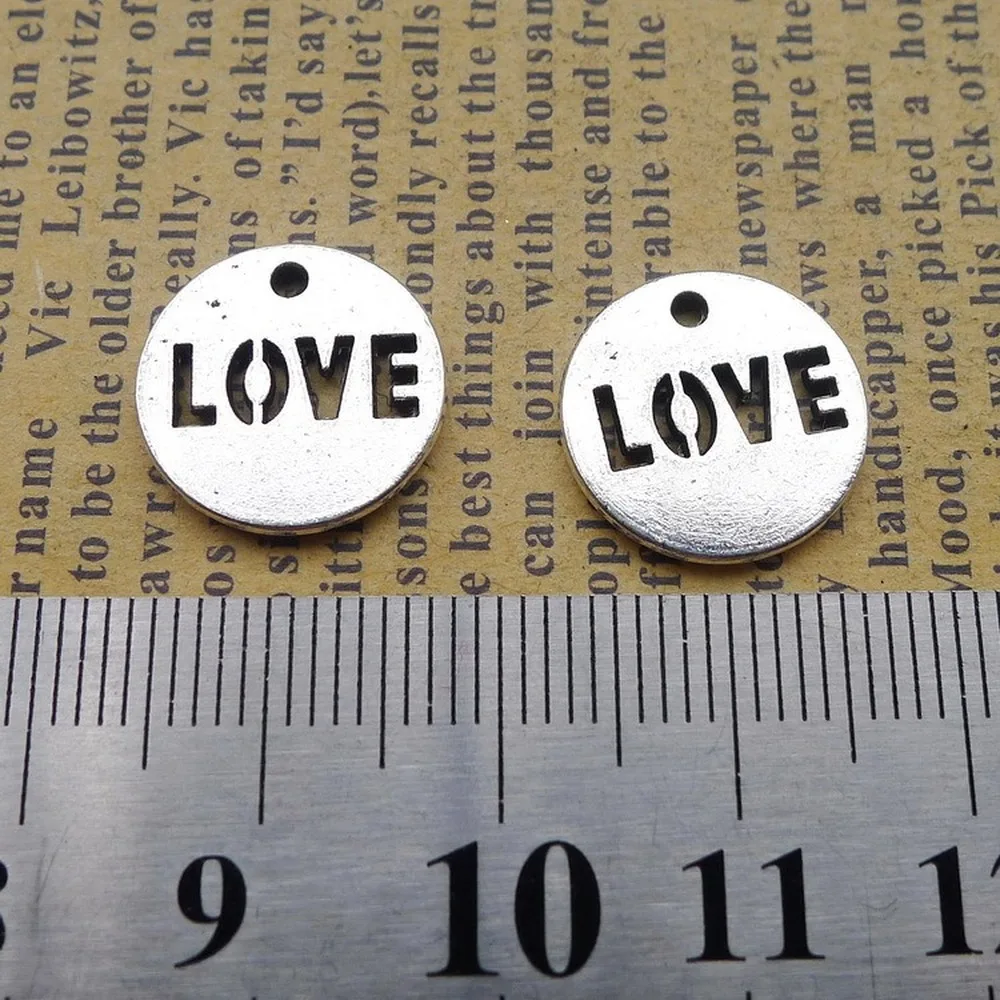 

150pcs Love Charms 14mm x 14mm DIY Jewelry Making Pendant antique silver color