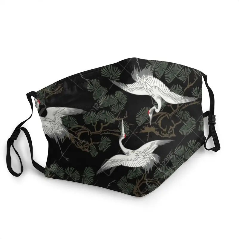 

Japanese Crane Pattern Face Mask Men Anti Haze Dust Lucky Bird Mask Protection Cover Respirator Non-Disposable Mouth Muffle