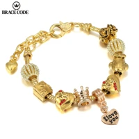 new european and american creative jewelry colorful diy crystal beaded bracelet golden bracelet %e2%80%9ci love you%e2%80%9dwomen bracelet gifts
