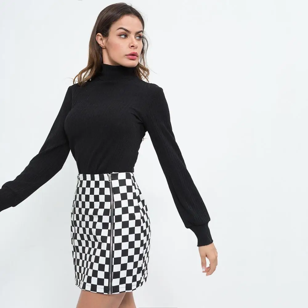 юбка женская осень зима женские юбки больших размеров мини в клетку карандаш с