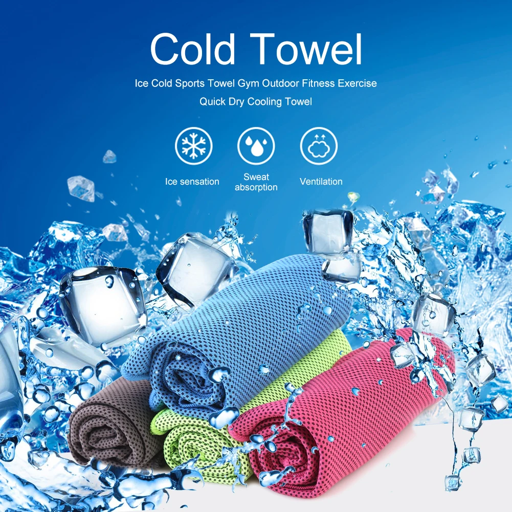 

Ice Cold Sports Towel Unisex Solid Breathable Summer Gym Fitness Exercise Quick Dry Cooling Towel for Outdoor Sports
