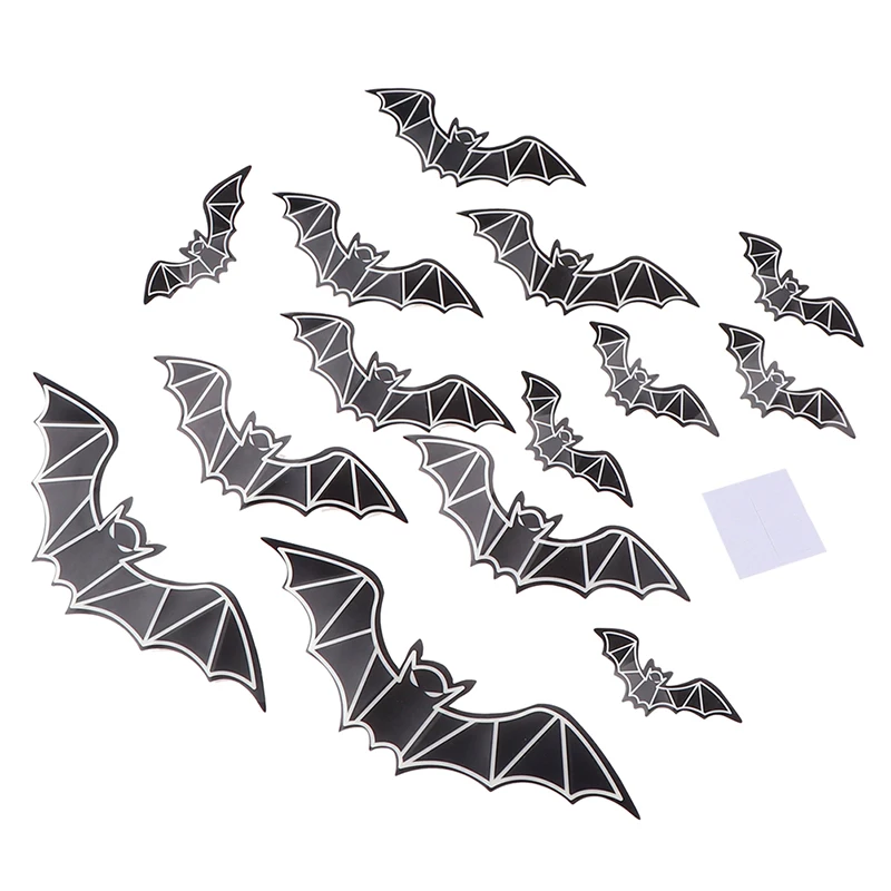 

12pcs/lot 3D Luminous Bat Halloween DIY Party Black Bats for Wall Sticker Decor