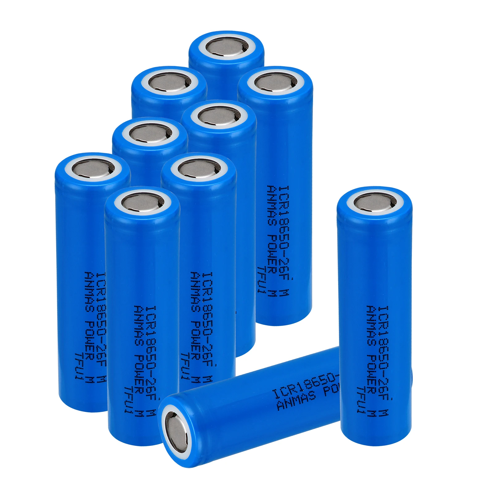 

10-20pcs Anmas Power Blue 2600mAh ICR 18650 26F 3.7V 2600mAH Li-ion Flat Top Rechargeable Batteries Battery