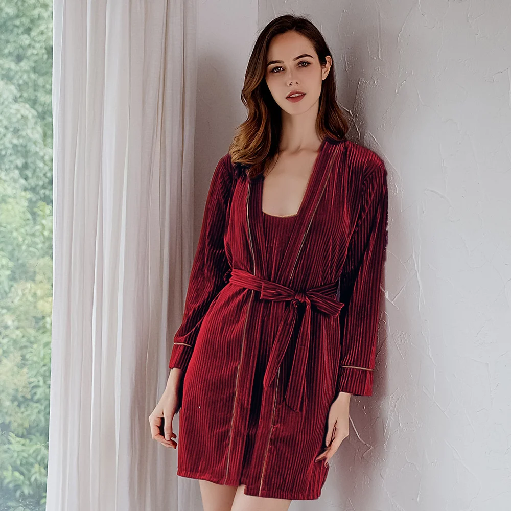 

Velvet 4PCS Pajamas Set Lady Sleep Robe Gown Kimono Pink Lntimate Lingerie Sleepwear Autumn Winter Homewear Velour Home Clothing