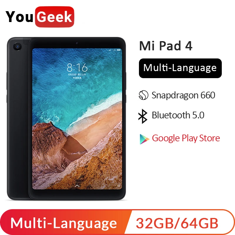 Xiaomi mi Pad 4 mi Pad 4 LTE wifi OTG " планшеты 32 Гб 64 Гб ПК Восьмиядерный процессор Snapdragon 660 6000 мАч 1920x1200 FHD 13 МП планшет Android