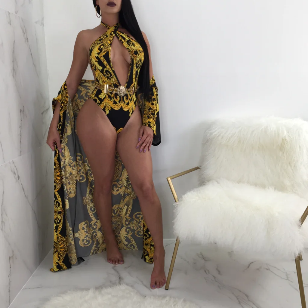 Женский сексуальный комплект из двух предметов накидка с длинным рукавом +