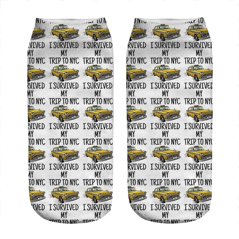 

Women's socks I Survived My Trip to NYC cute Cartoon Socks Woman harajuku Happy Funny Novelty cute girl gift Socks for women