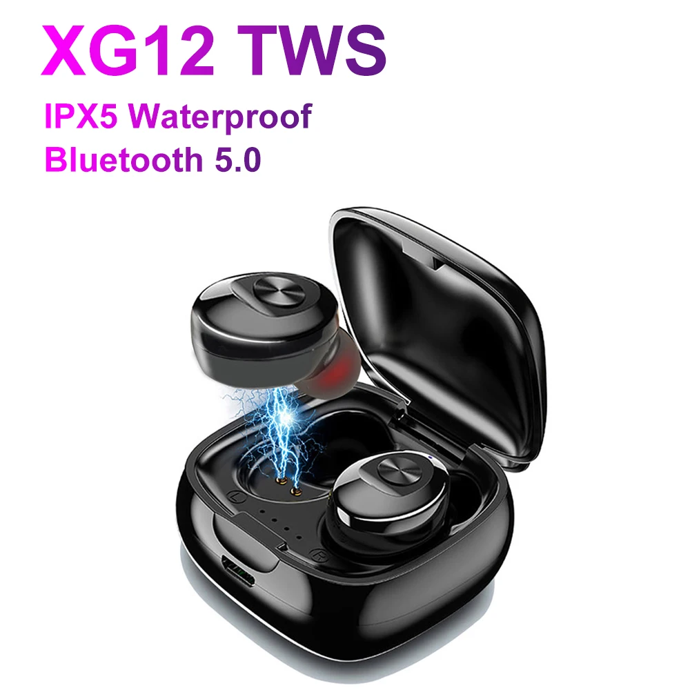 XG12 tws B5 TWS Bluetooth 5,0 Беспроводные наушники с сенсорным управлением Водонепроницаемые 9D стерео наушники спортивные Blutooth гарнитура слуховой аппарат - Цвет: XG12 tws