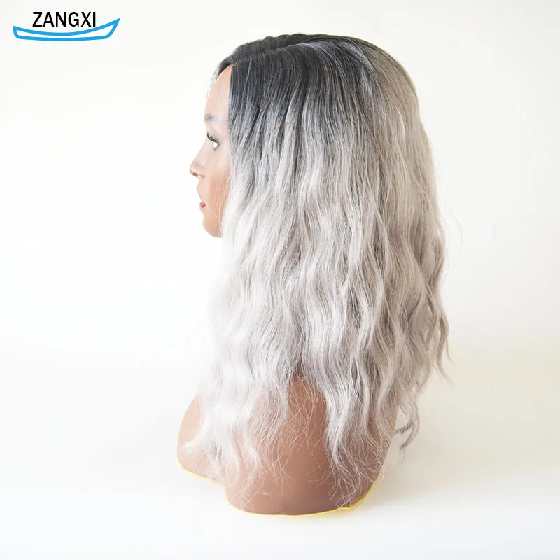 Парики из синтетических волос для женщин с эффектом омбре черными и белыми