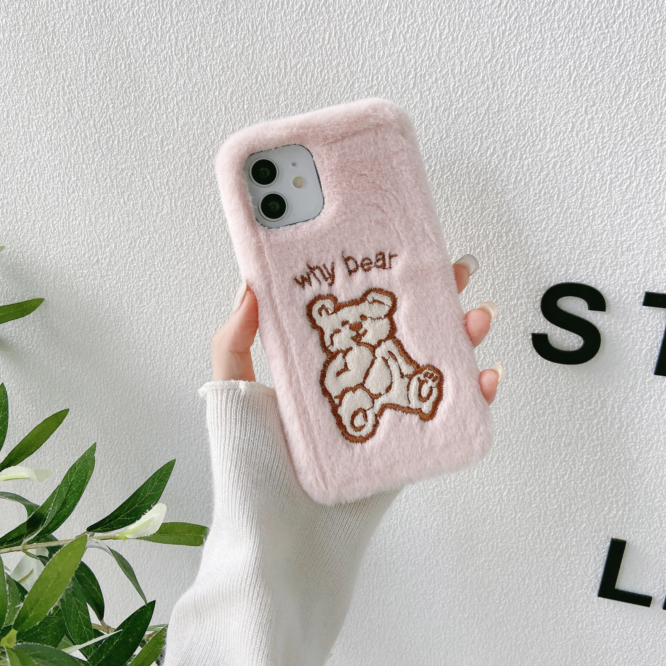 

Корейский милый плюшевый чехол с медведем для телефона iphone 13 pro 12 11Pro Max XR X XS Max 8 Plus 7Plus зимний Мягкий противоударный чехол-накладка