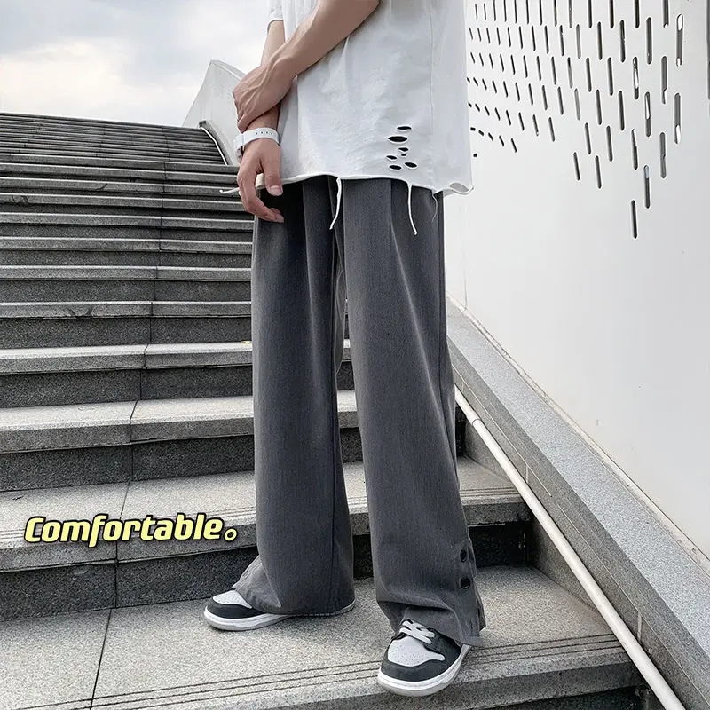 

Neploha Men's Solid Color Straight Pants 2021 Fashion Man Casual Oversize Korean Streetwear Pants Clothing