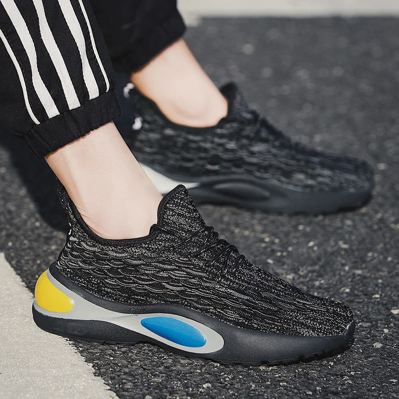 Спортивная Трикотажная обувь для бега мужские кроссовки цвет белый оригинальные