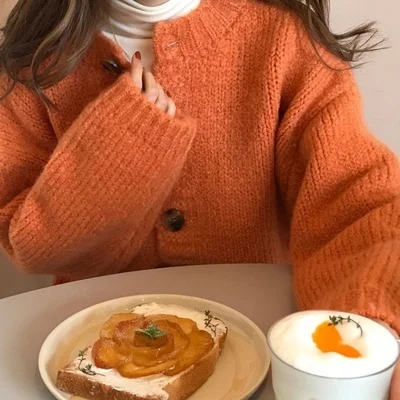

CMAZCMAZ 2020 Early Autumn New Goose Yellow Cardigan Thick Thread Sweater