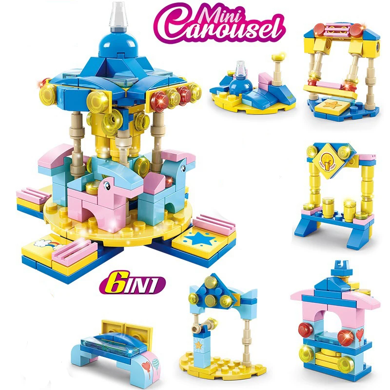 

6-in-1 Scene Building Blocks Car Small Particles Children's Toys Boys and Girls Hot Sale Wholesale Assembling Early Education