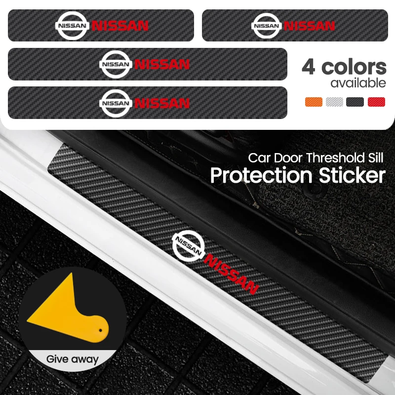 4 шт. Защитные чехлы для автомобильных порогов из углеродного волокна |