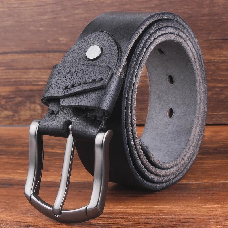 130 140 150cm Real Genuine Leather Belts for Man Top Quality Male Casual Pin Buckle Belt Men Belt Leather Luxury Brand