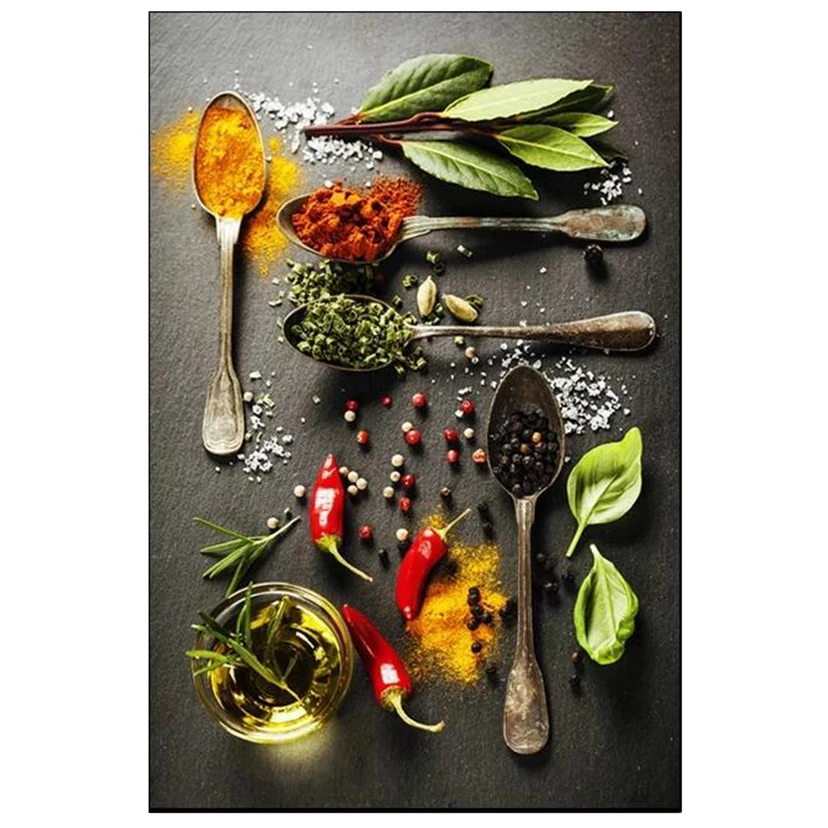 

5D DIY Diamond Painting Cross Stitch Spoon Pepper Kitchen Diamond Embroidery Icon Room Decoration Diamond Mosaic Picture BM180