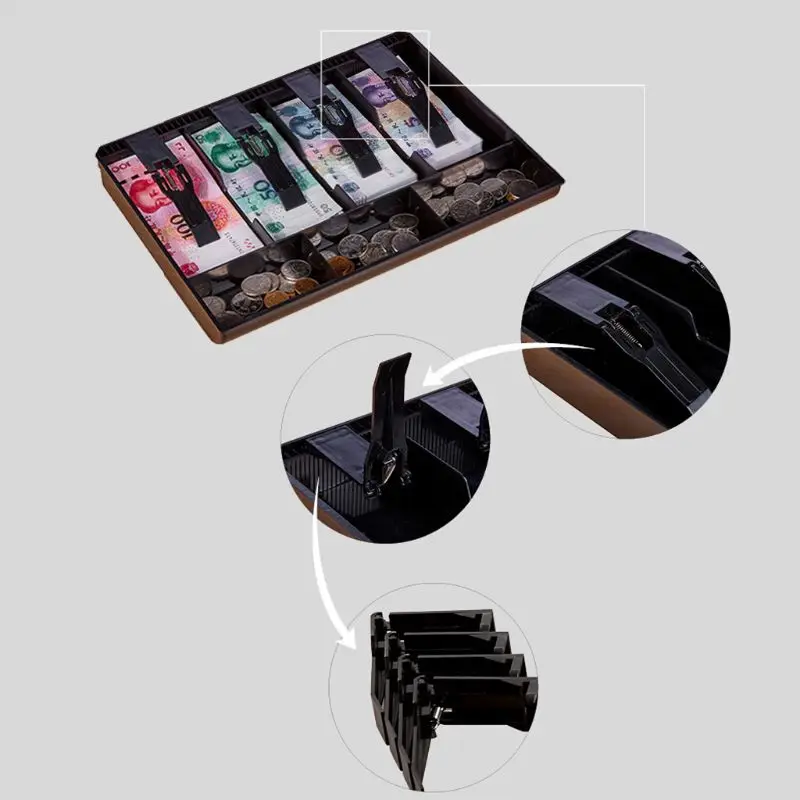 Домашний рынок черный пластиковый ящик для хранения монет денег лоток купюр