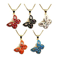 butterfly pendant necklace drops oils micro zircon insects animals charms copper gold plated diy neck catenary necklace jewelryb
