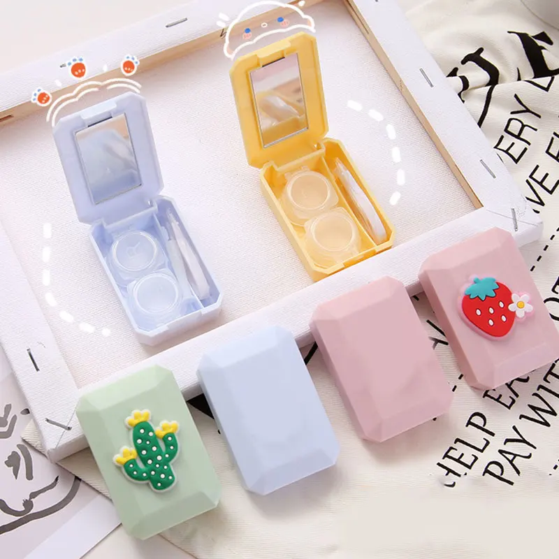 

2021 Cute Glasses Cosmetic Contact Lenses Box Contact Lens Case for Eyes travel Kit Holder Container Portable Travel Accessaries