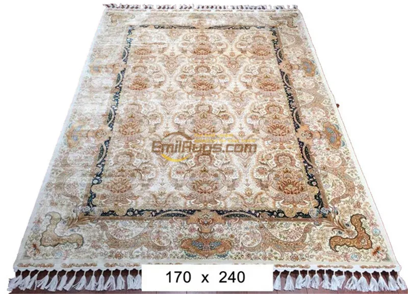 Kopen Handgemaakte Knoop Perzische Traditionele Wol En Zijde Tapijt Handgemaakte Rode Tapijt