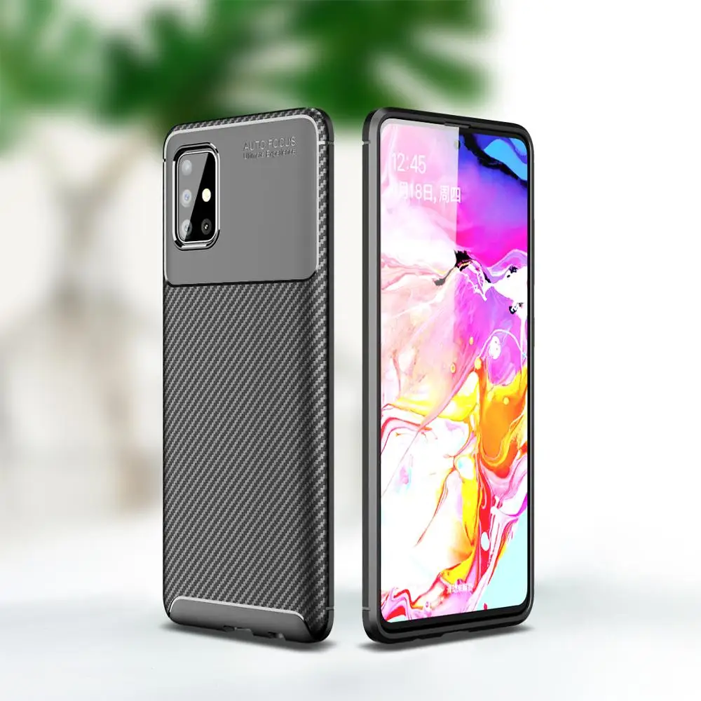 Чехол для телефона Samsung Galaxy A51 A71 Роскошный чехол из углеродного волокна мягкий