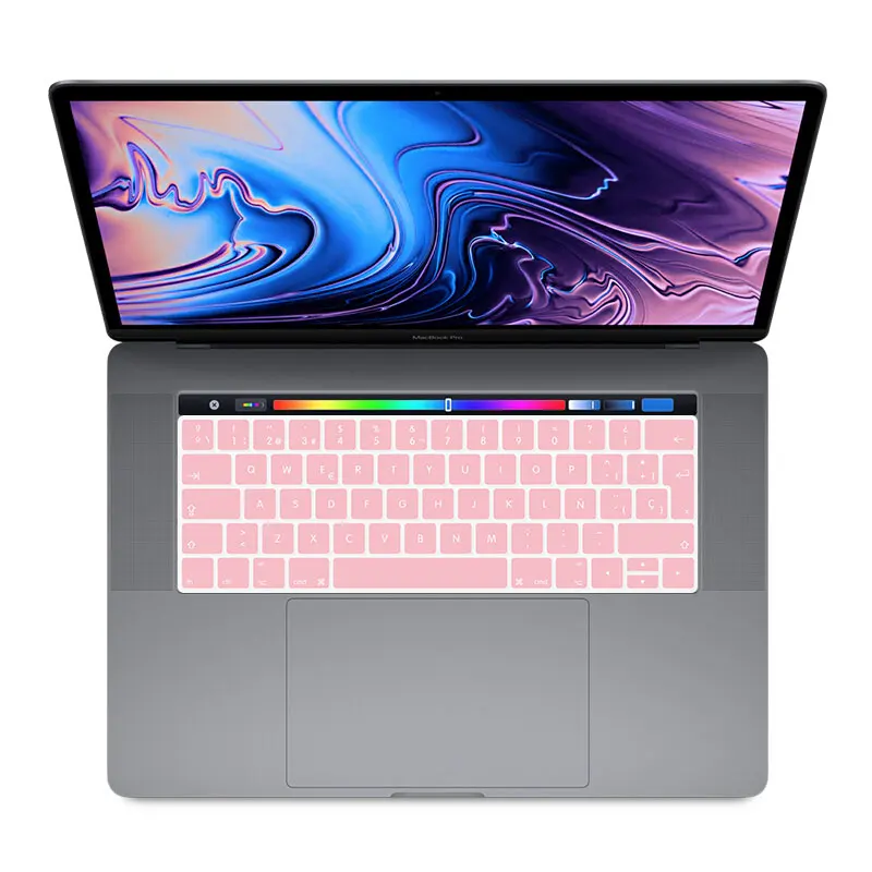 Фото Силиконовая накладка на клавиатуру HRH с испанской и европейской вилкой для Mac Pro 13,3, A1706, A1989, A2159, 15,4, A1707, A1990, 2016/ 2017/2018/2019 с сенсорной панелью №3