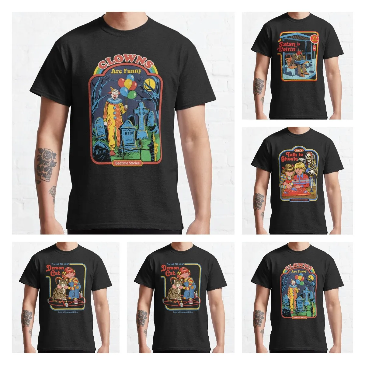 

Cotton Steven Rhodes Clowns Are Funny Classic T-Shirt Graphic Tops Cotton Female/Man Unisex Vintage Horror