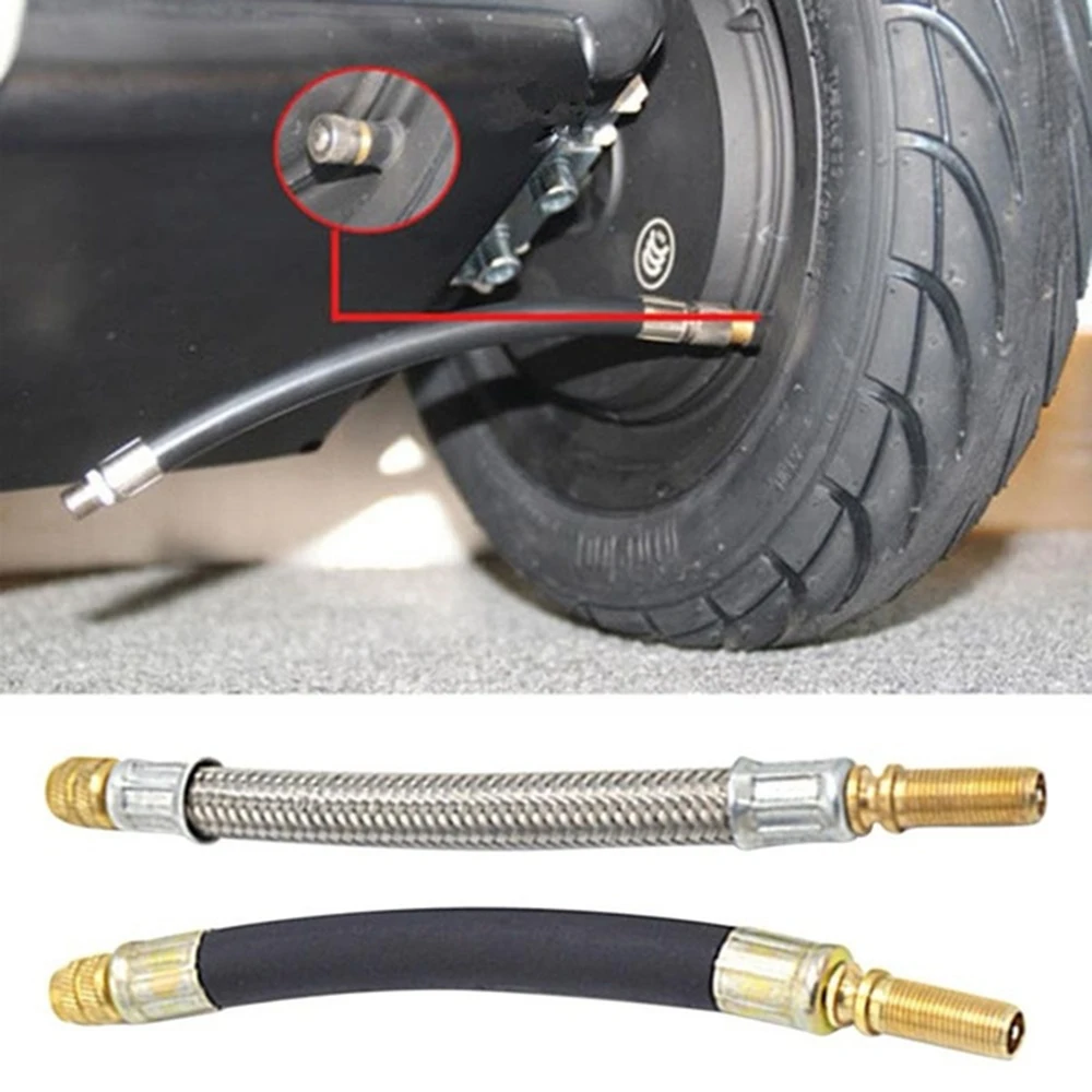 

Flexible Braided Stainless Steel Extended Nozzle Silicone Nozzle Hose Car Wheels Tyre Valve Stems Extensions Tube Adapter