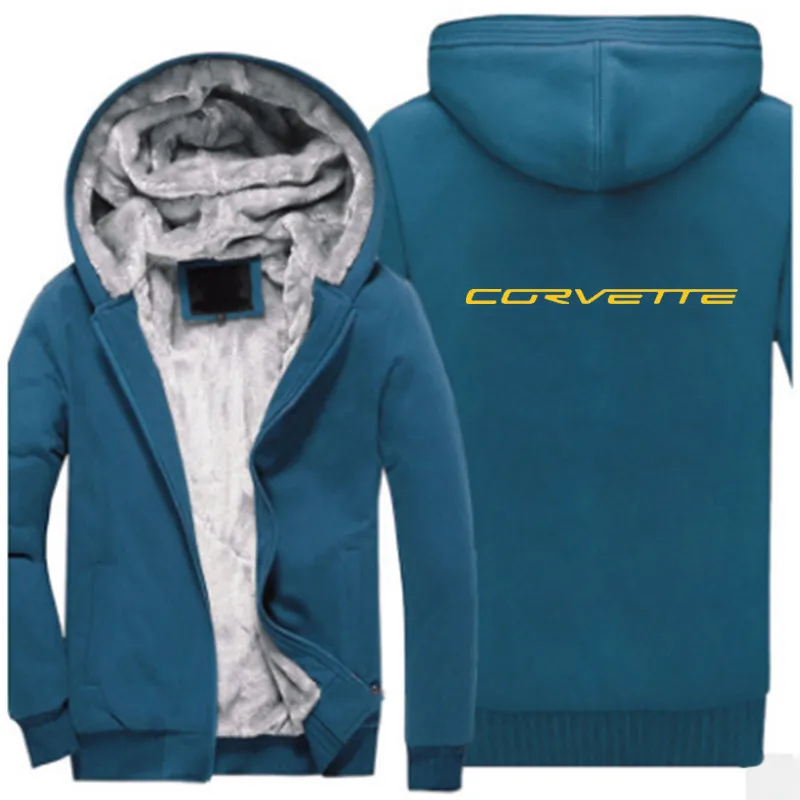 

Corvette Fleece Mens Sweatshirts Hooded Zipper Warm Sportswear Print Thicken Warm Outwear Sweatshirts for men