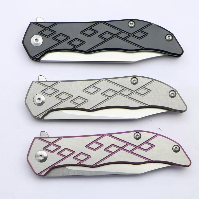 

CH3008 folding knife D2 blade ball bearing titanium alloy handle hunting knife camping hiking EDC self-defense tactical tool