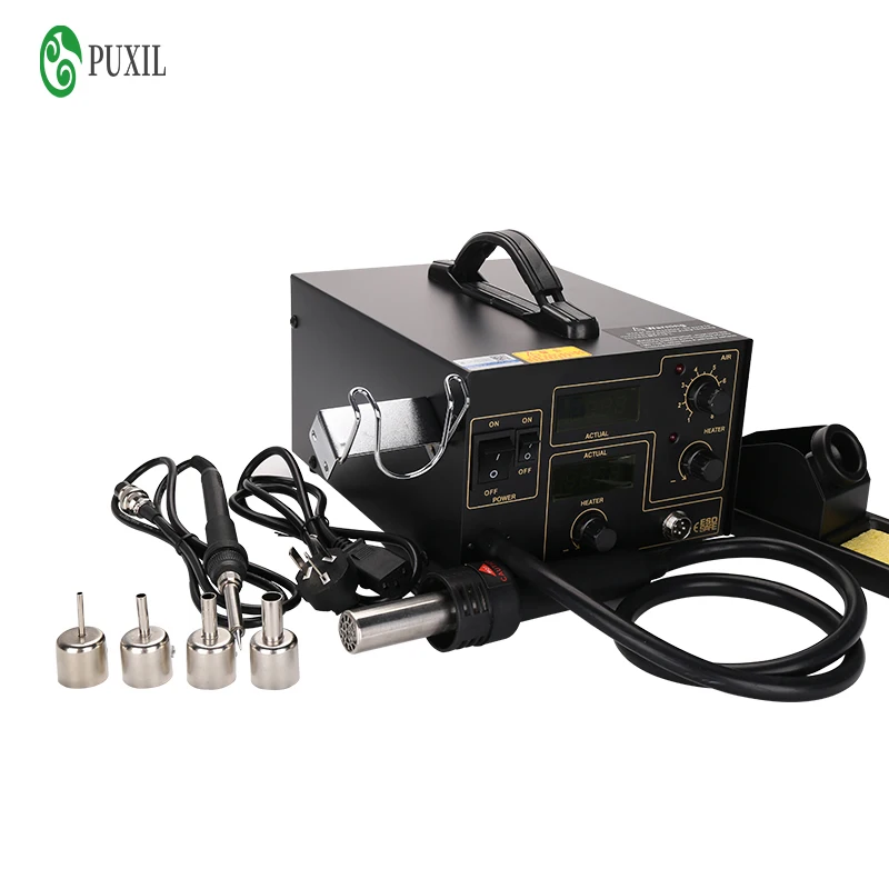 

Паяльная станция горячим воздухом 952, паяльная станция с регулируемой температурой, двойным цифровым дисплеем, постоянной фотографией, рем...