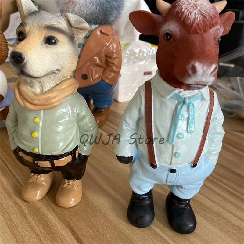 Estatuas de animales para decoraci&oacute;n del hogar, escultura creativa de gato, conejo, adornos de resina, accesorios de jard&iacute;n-2