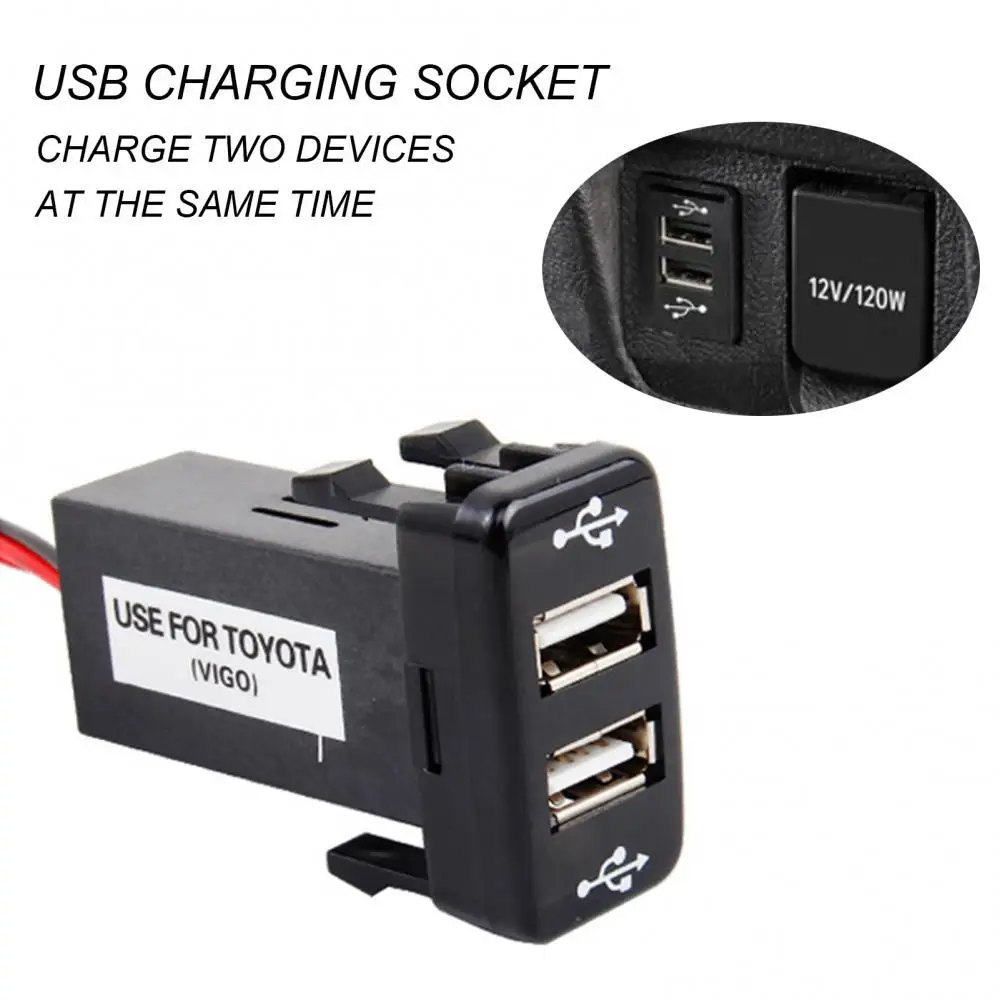 

40x20mm 4.2A Heat-Resistant Dual USB Interface Socket Charger for Toyota Vigo Automobiles Accessories