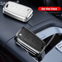 aluminum alloy leather individuality stylish car key fob case cover shell fit for vw golf 7 mk7 seat ibiza leon fr 2 altea aztec