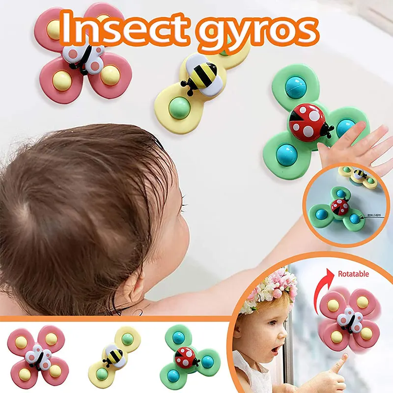 

Baby Rattles For Kids Shower Bathroom Grasping Gyro Animal Sucker Spinner Montessori Touch Sensory toys For Newborn 0-12 Months