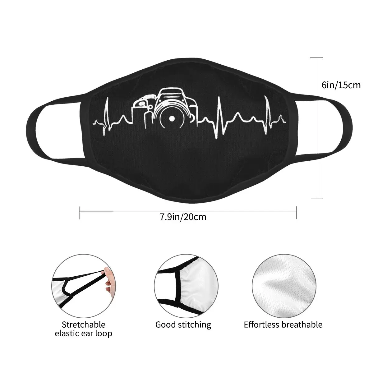 Heartbeat Of Camera Reusable Mouth Face Mask Photographer Anti Haze Dustproof Protection Cover Respirator Muffle | Аксессуары для