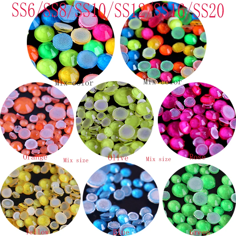 Украшение для ногтей смешанный размер ss6 ss30 флуоресцентный кристалл без горячей