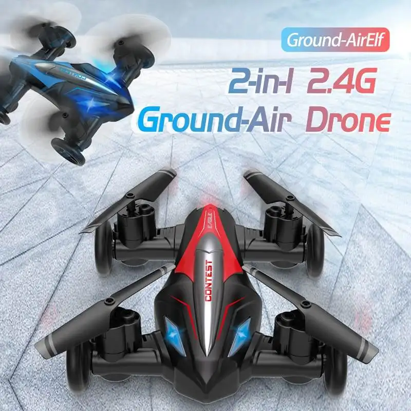 Mini Dron 2 en 1 con control remoto para ni&ntilde;os, veh&iacute;culo 2 en 1 con control remoto de 2,4G, cuadric&oacute;ptero con modo Dual, avi&oacute;n, Juguetes-0