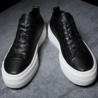 2021 autumn casual men shoes fashion genuine leather flat sneakers male classics white black shoe nice thick sole shoes for men