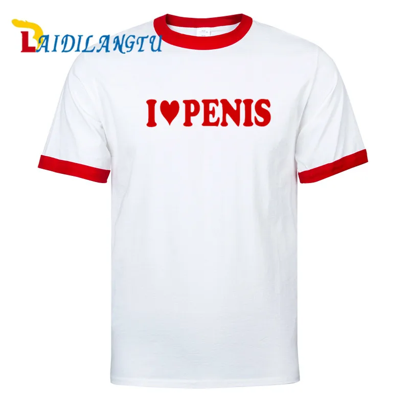 Повседневная футболка с коротким рукавом реглан принтом i Love Penis забавная Мужская