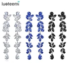 LUOTEEMI новые большие изысканные длинные висячие серьги в форме листа для женщин Свадебная вечеринка Роскошные CZ три цвета ювелирные изделия Рождественский подарок